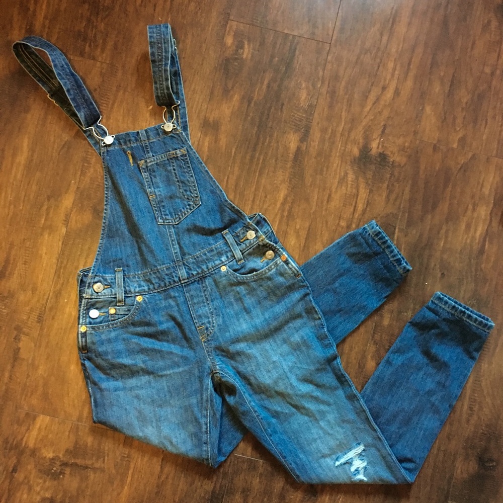 LEVI’S distressed straight leg overalls